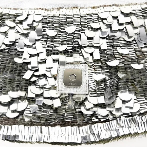 •SOLD• RARE Fendi Metallic Silver Sequin Baguette - Picture 7 of 8